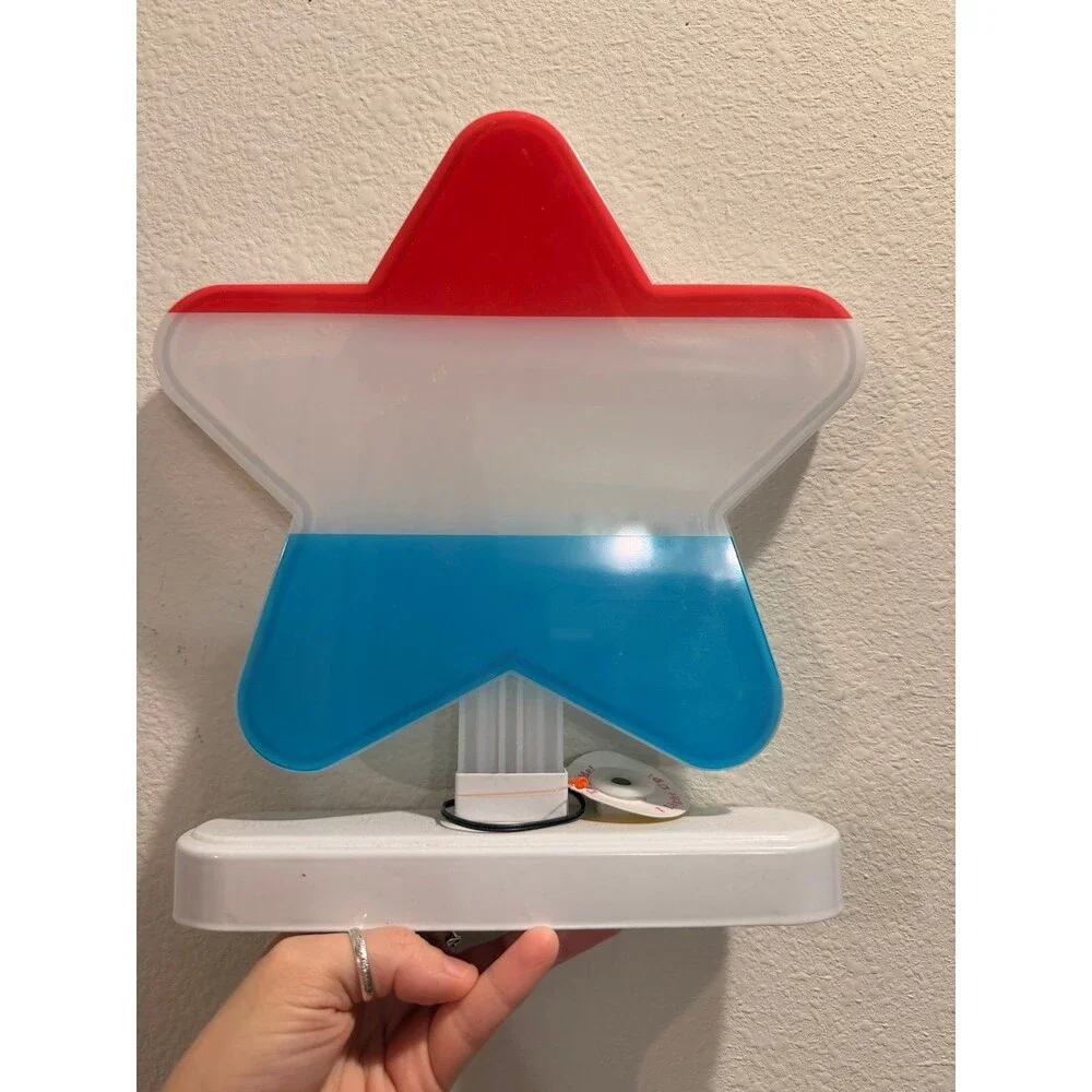 Independence Neon Star Red White Blue Night Light Lamp Battery Try Me Button USA